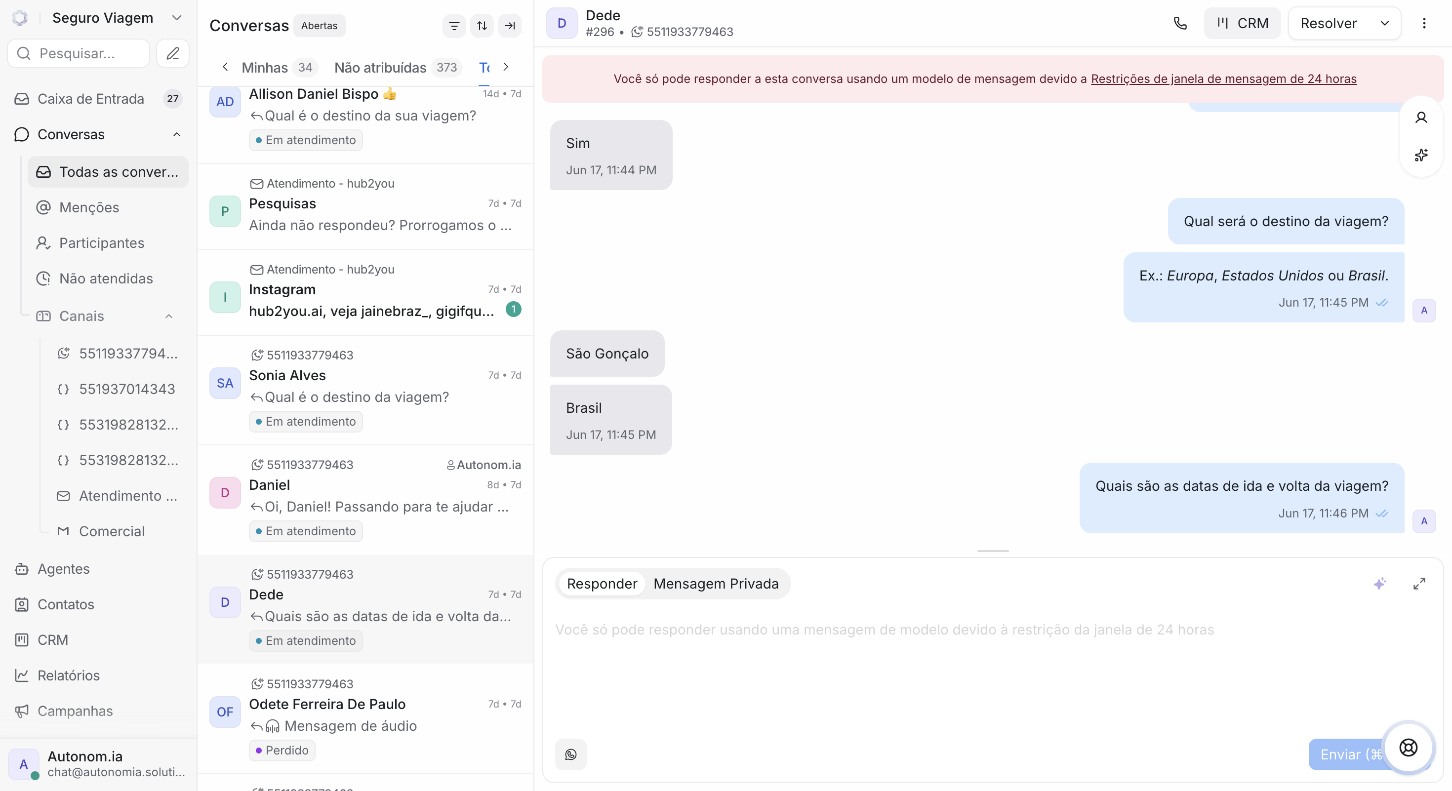 Todos os canais no Chat2You